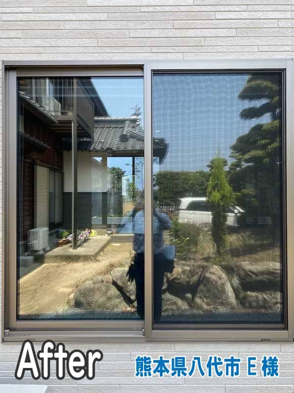 熊本県八代市E様-目隠しフィルム貼付け後-和室掃き出し窓-外