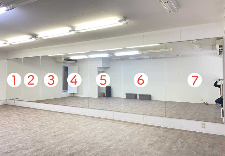 福岡県福岡市T様ダンススタジオ大型鏡連張りアフター