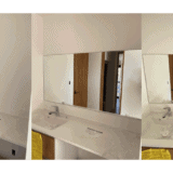 福岡県八女郡の洗面鏡取り付け事例「新築住宅の洗面台に鏡をつけたい」