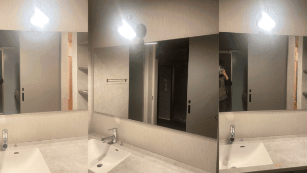 福岡県嘉穂郡の洗面鏡取り付け事例「新築住宅の洗面台に鏡をつけたい」