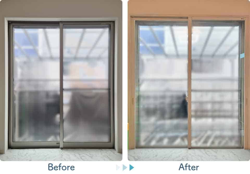 福岡県久留米市T様リビング掃き出し窓内窓リフォームビフォーアフター